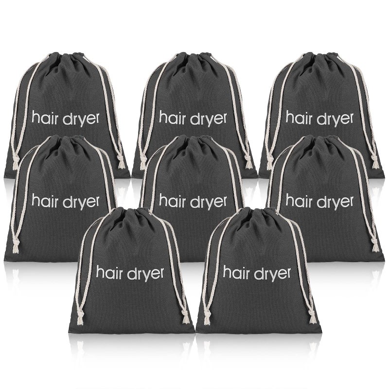 ERKXD 3  6  8 Pack Hair Dryer Bags Drawstring Bag Container Hairdryer Bag for travel bathroom 8 PCS Grey