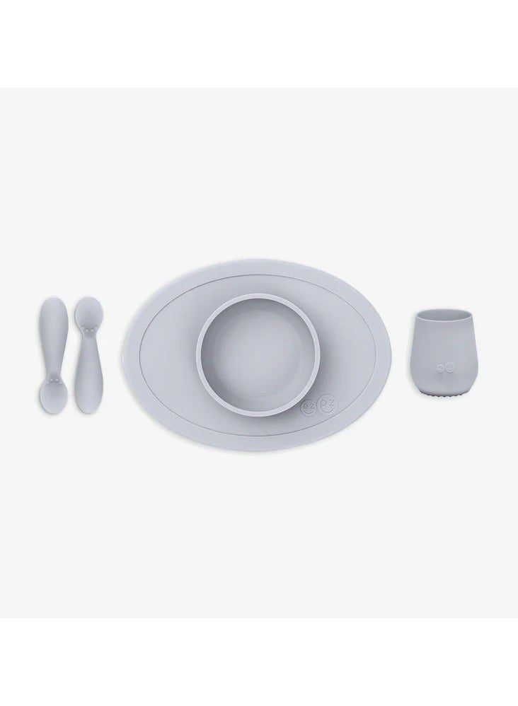 Ezpz Tiny Collection Set Sage 100% Silicone Cup, Spoon & Bowl With Built In Placemat For First Foods, Baby Led Weaning, Purees Designed By A Pediatric Feeding Specialist 6 Months above, Green (Pewter) - Image 2