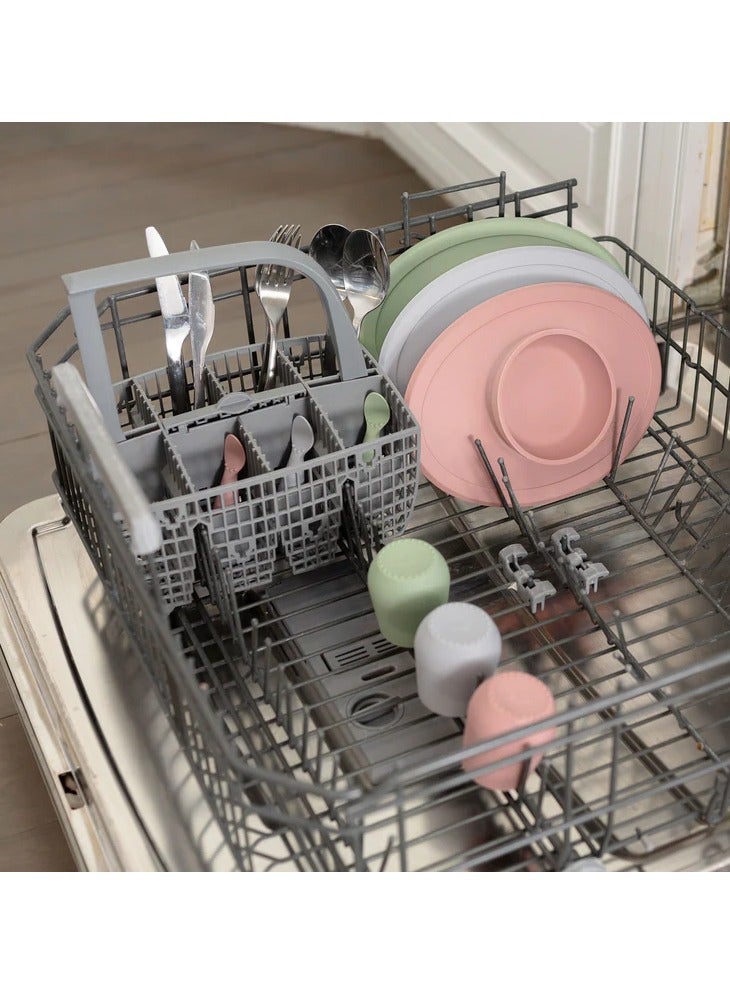 Ezpz Tiny Collection Set Sage 100% Silicone Cup, Spoon & Bowl With Built In Placemat For First Foods, Baby Led Weaning, Purees Designed By A Pediatric Feeding Specialist 6 Months above, Green (Pewter) - Image 5