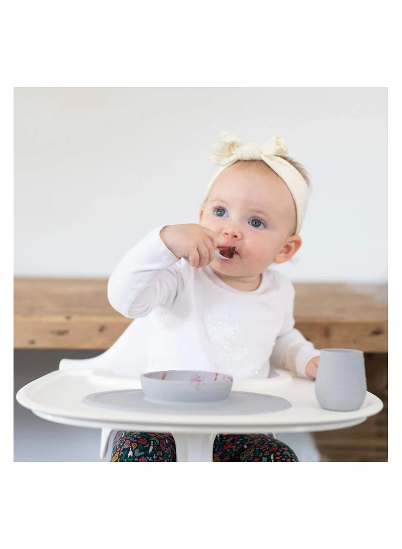 Ezpz Tiny Collection Set Sage 100% Silicone Cup, Spoon & Bowl With Built In Placemat For First Foods, Baby Led Weaning, Purees Designed By A Pediatric Feeding Specialist 6 Months above, Green (Pewter) - Image 4