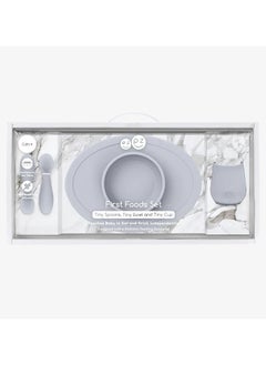 ezpz Ezpz Tiny Collection Set Sage 100% Silicone Cup, Spoon & Bowl With Built In Placemat For First Foods, Baby Led Weaning, Purees Designed By A Pediatric Feeding Specialist 6 Months above, Green (Pewter)  - Image 3