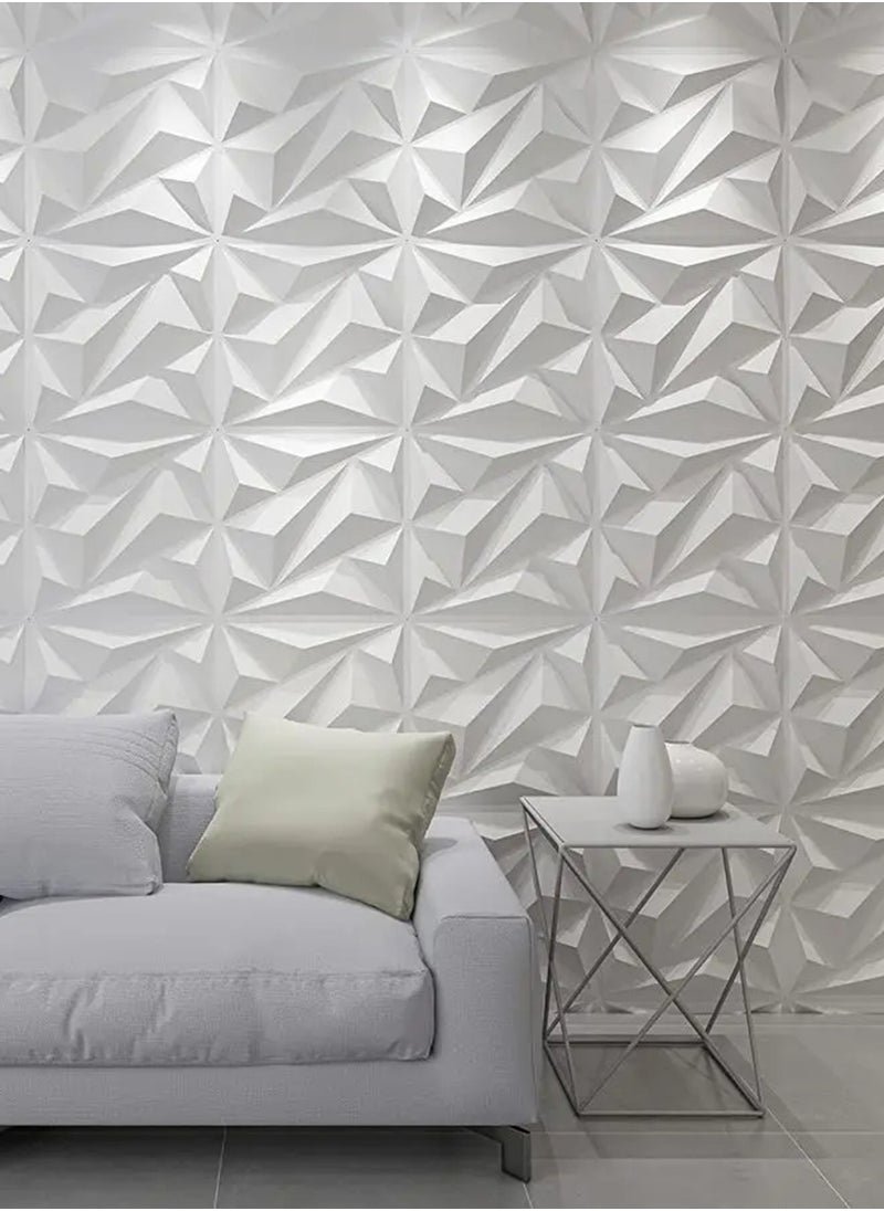 EzzySo - 12 Pcs 3D Wall Panel 3D Texture PVC Wallpaper Diamond Design Decorative Wall Cover For Living Room Lobby Bedroom Office Each 30x30cm - Image 1