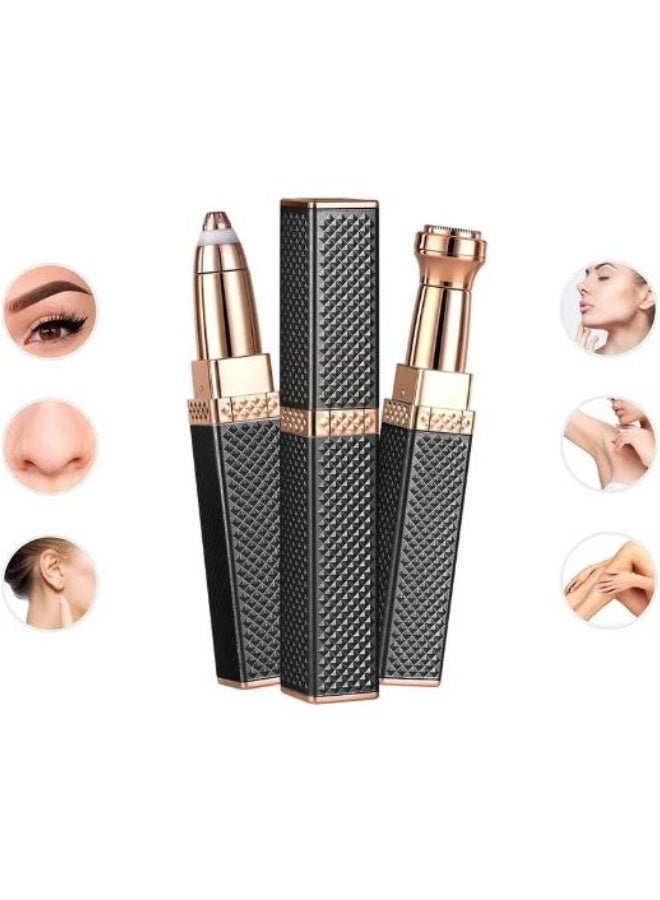 Flawless Women's eyebrow trimmer and facial hair remover, 2 in 1 eyebrow razor and hair remover, painless rechargeable razor blades for face, eyebrows, lips, body, chin, arms, with built-in LED light (black) - Image 1