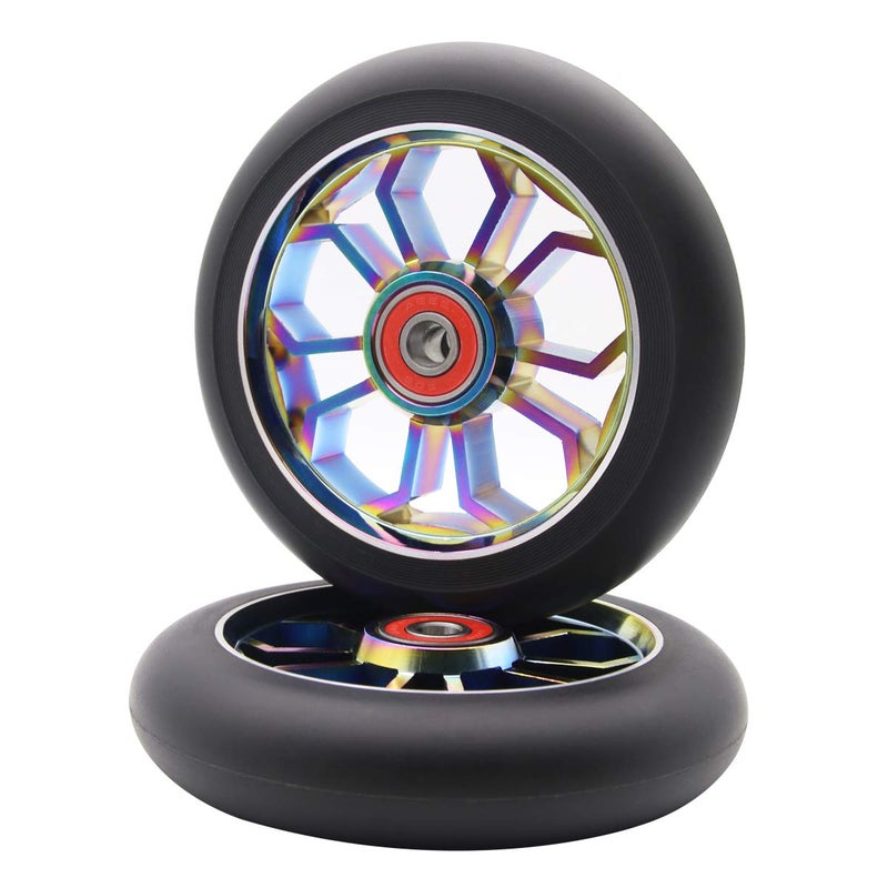 2Pcs Replacement 100 mm Pro Scooter Wheel with Abec 9 Bearings Fit for MGPRazorLucky Pro Scooters Scooter Wheels