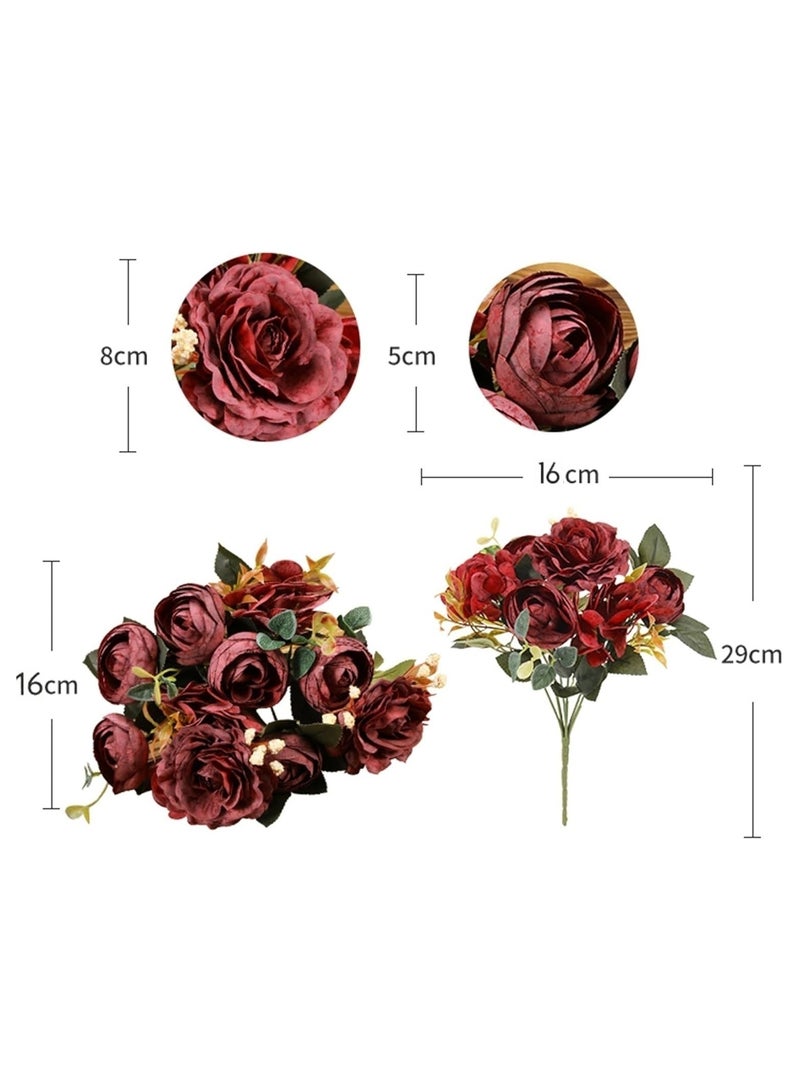 NANAO AE018-2 زهرة صناعية 1-عبوة باقة مزيفة زينة أوروبية، مادة بلاستيكية زهور هيدرانجيا وبيوني، زينة مثالية لطاولات الولائم، 29 سم (11.4) - Image 3