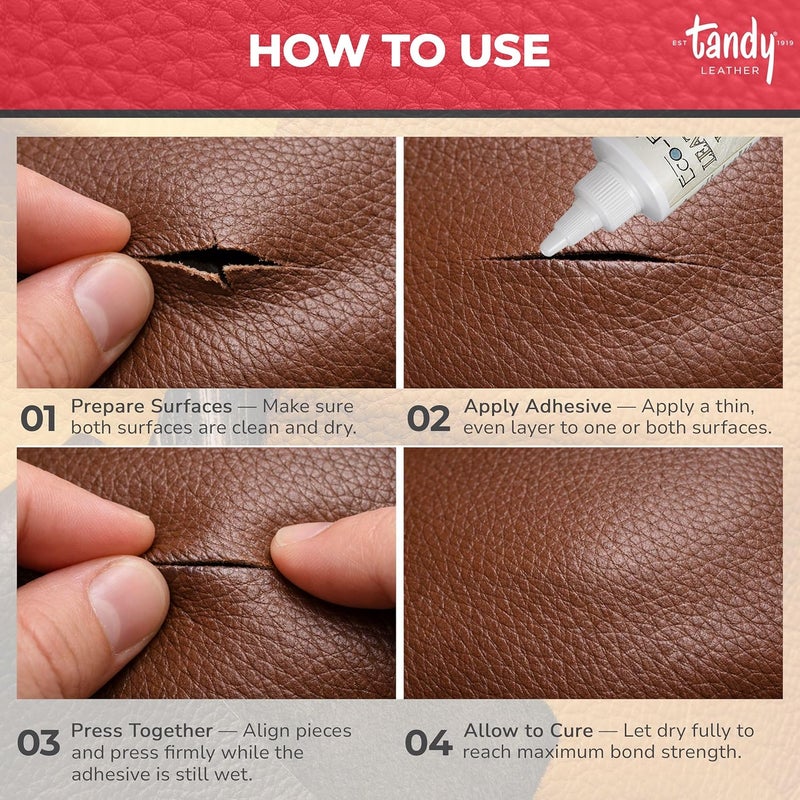 Tandy Leather EcoFlo Leather Weld Adhesive WaterBased Quick Tack Glue for Bags Belts Shoes and Craft Projects Smooth Spread Formula 4 fl oz - Image 4