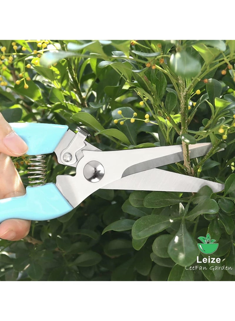 SYOSI مجموعة 2 من مقصات الزهور للحديقة، مقصات زهور فاخرة مصنوعة من الفولاذ المقاوم للصدأ المعزز، مقص قوي للزهور والأغصان والأوراق، مقصات يدوية للاستخدام الثقيل في البستنة - Image 5