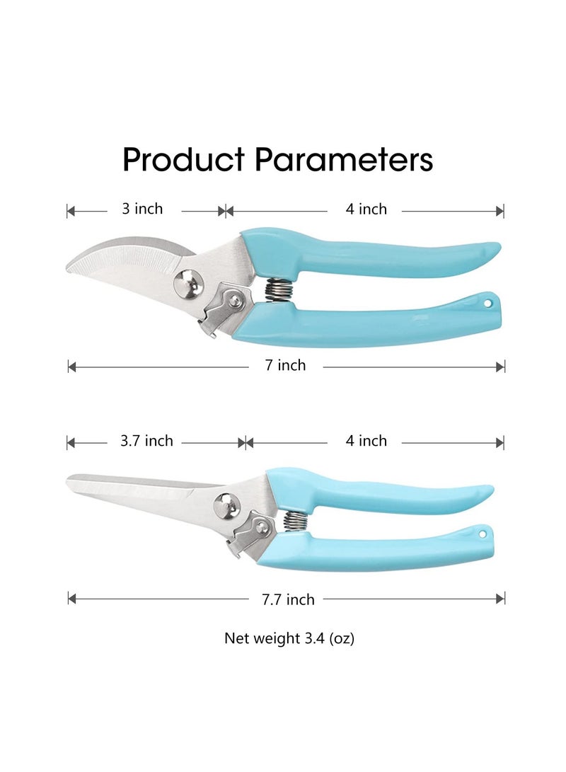 SYOSI مجموعة 2 من مقصات الزهور للحديقة، مقصات زهور فاخرة مصنوعة من الفولاذ المقاوم للصدأ المعزز، مقص قوي للزهور والأغصان والأوراق، مقصات يدوية للاستخدام الثقيل في البستنة - Image 2