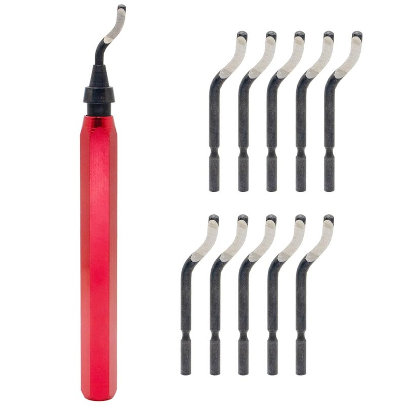 LingGan Deburring Tool Set RB1000 with 11 High Speed Steel Swivel Blades, 360 Degree Rotary Head for Metal, Resin, Aluminum, Copper, Plastic, 3D Printing, Brass, PVC Pipes - Ideal for Plumbing - Burr Removal - Image 1
