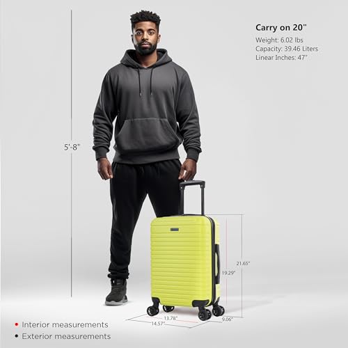 InUSA DEEP Luggage with GEL Handle | Spacious Traveling Suitcases, Travel Suitcase with Dual Spinner Wheels and Studs | 20 Inch Carry On Hardside Luggage | Green - Image 2