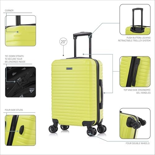 InUSA DEEP Luggage with GEL Handle | Spacious Traveling Suitcases, Travel Suitcase with Dual Spinner Wheels and Studs | 20 Inch Carry On Hardside Luggage | Green - Image 3