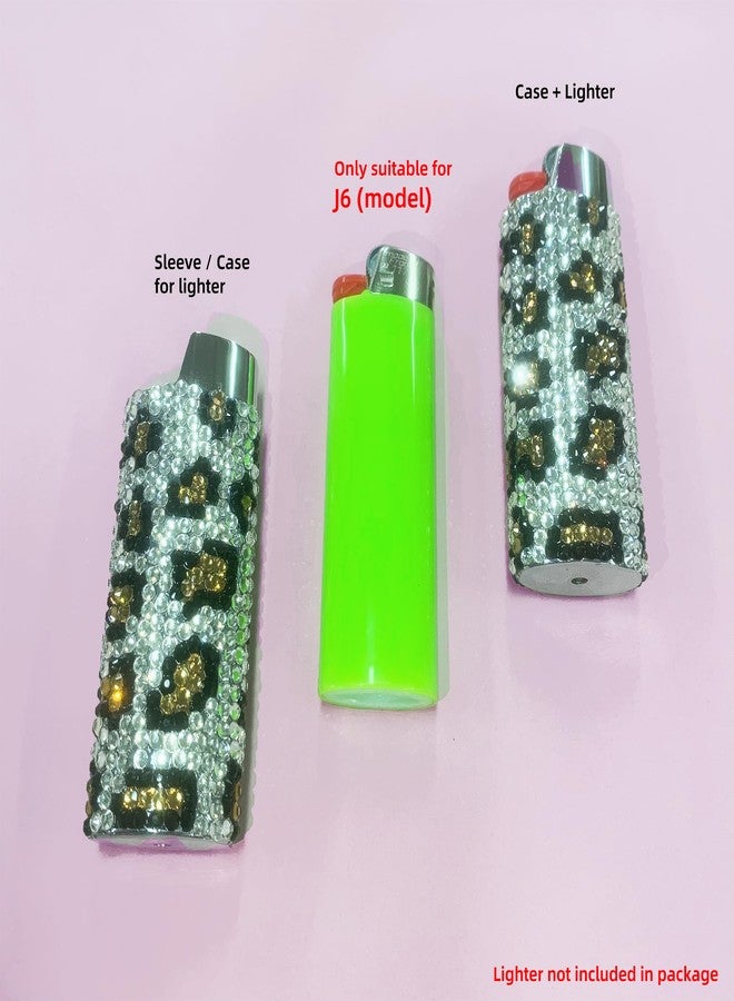 SHINEYES Leopard Spots Sparkling Rhinestone Lighter Holder Case Pouch, Shiny Crystal Jewels Lighter Sleeve Cover for J6 Model - Image 4