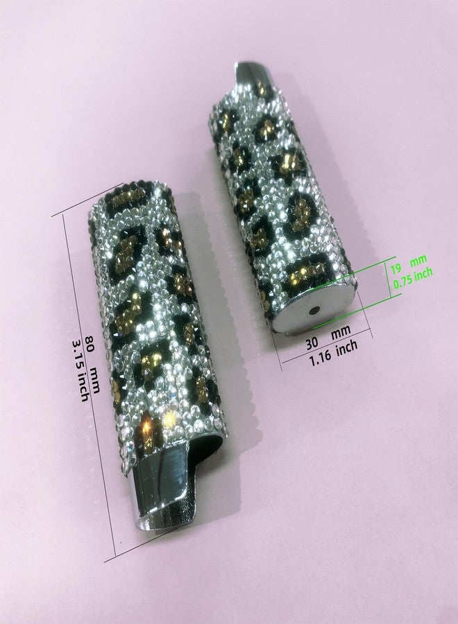 SHINEYES Leopard Spots Sparkling Rhinestone Lighter Holder Case Pouch, Shiny Crystal Jewels Lighter Sleeve Cover for J6 Model - Image 3