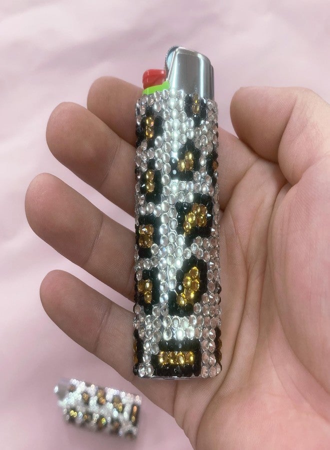 SHINEYES Leopard Spots Sparkling Rhinestone Lighter Holder Case Pouch, Shiny Crystal Jewels Lighter Sleeve Cover for J6 Model - Image 2