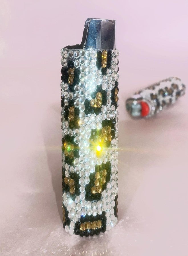 SHINEYES Leopard Spots Sparkling Rhinestone Lighter Holder Case Pouch, Shiny Crystal Jewels Lighter Sleeve Cover for J6 Model - Image 1