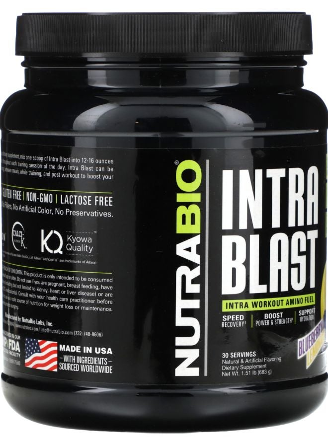 NutraBio Intra Blast Intra Workout Amino Fuel Blueberry Lemonade 1.51 lb (683 g) - Image 2