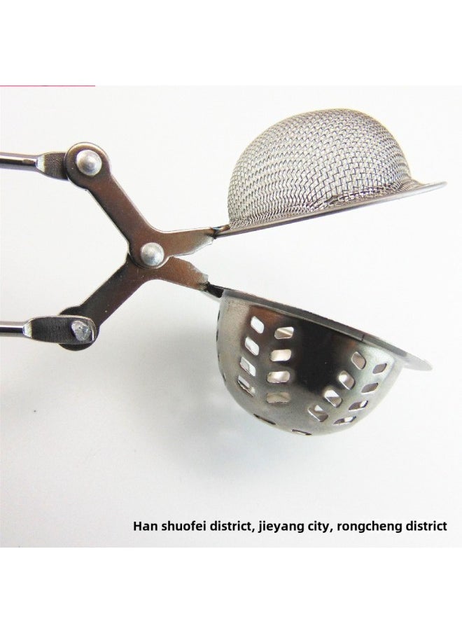 Generic - Stainless Steel Heart-shaped Tea Ball Strainer Five-star Tea Leach Bag Kitchen Utensils Infuser Clip-Color:Half-net Clip Tea Ball - Image 1