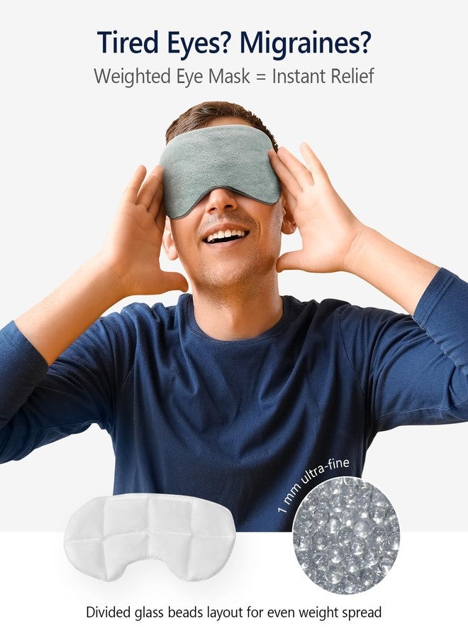 Mr. Sandman Weighted Eye Mask for Sleeping, Blackout Sleep Mask, Reversible Cool & Cozy Compress for Dry Eyes, Headache Migraine Relief, Eye Cover for Travel, Gifts for Women & Men, 0.5 lb, Grey - Image 2