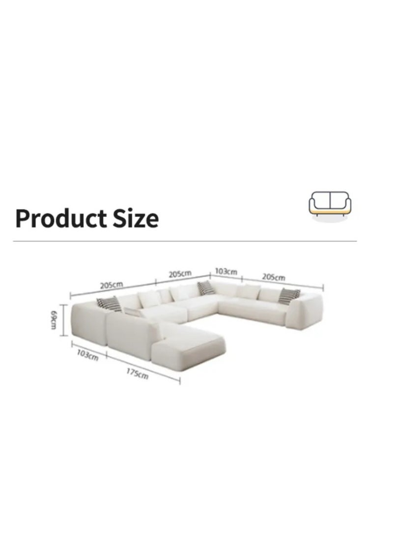 Ripple FURNITURE Sofa Set American Design U Shape Sectional Sofas Set Indoor Living Room Furniture High Quality Sofa 8 Seater White 996X103X69  - Image 4