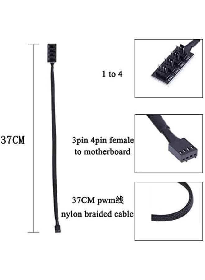 Generic - Aimeixin Pwm Fan Hub Pc Cpu Motherboard Cooling 4 Pin 3Pin Fan Power Cable Hub Splitter Adapter 1 To 4 Fan Pwm Case Fan Connector For Desktop Computer Cooler Case Fans - Image 1
