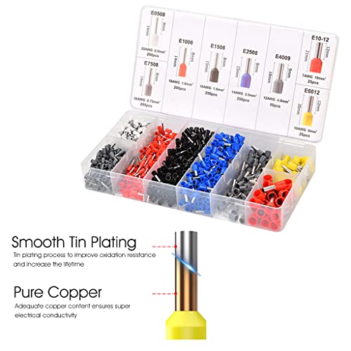 HASTHIP® Ferrule Crimping Tool Kit with 1200PCS Wire End Ferrules & Crimper Plier, Wire Crimping Tool Kit Self-adjustable Ratchet Tool Set for AWG 23-7 Electrical Wire Connectors, 0.25-10mm² - Image 3