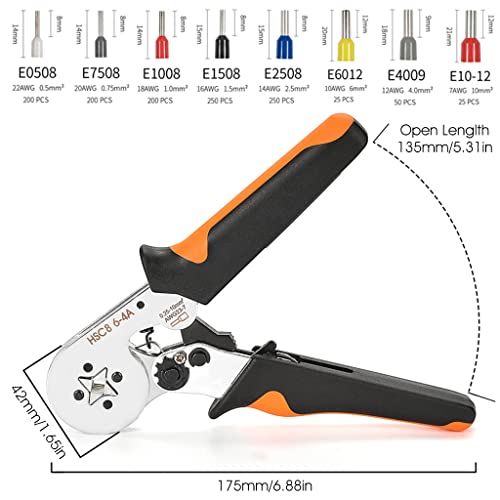 HASTHIP® Ferrule Crimping Tool Kit with 1200PCS Wire End Ferrules & Crimper Plier, Wire Crimping Tool Kit Self-adjustable Ratchet Tool Set for AWG 23-7 Electrical Wire Connectors, 0.25-10mm² - Image 2