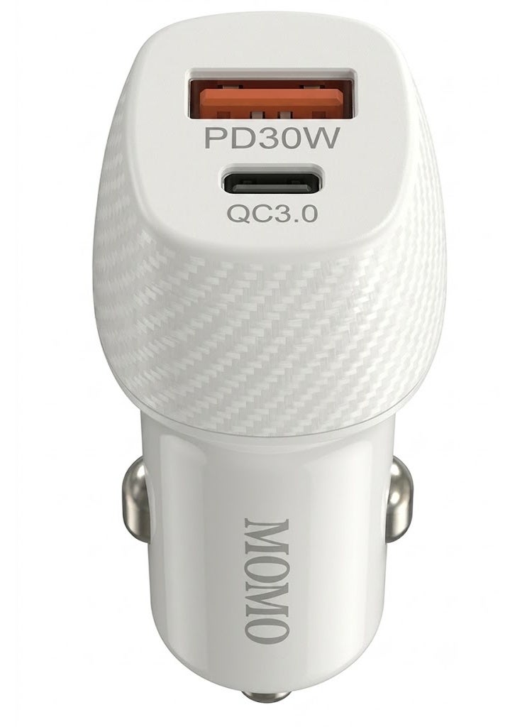 مومو شاحن سيارة MOMO Mini Turbo Fast 60W – شاحن سريع بمنفذي USB وUSB-C – تقنية PD وQC – 12V/24V - Image 1