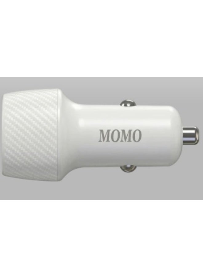 مومو شاحن سيارة MOMO Mini Turbo Fast 60W – شاحن سريع بمنفذي USB وUSB-C – تقنية PD وQC – 12V/24V - Image 2