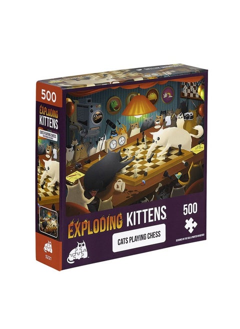Cats Playing Chess Jigsaw Puzzle By Exploding Kittens - 500 Pieces Jigsaw Puzzle For Adults, Teens, And Kids - Cat Puzzle, Funny Puzzle, Art Puzzle