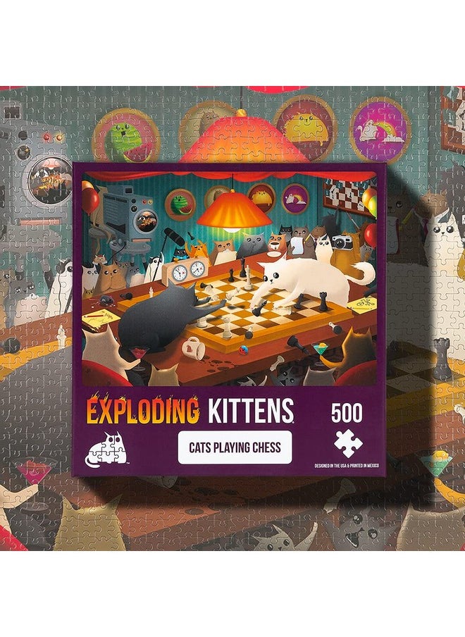 Exploding Kittens LLC Cats Playing Chess Jigsaw Puzzle By Exploding Kittens - 500 Pieces Jigsaw Puzzle For Adults, Teens, And Kids - Cat Puzzle, Funny Puzzle, Art Puzzle  - Image 3
