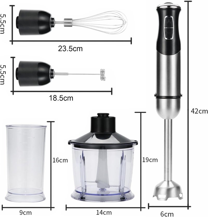 AMINAC Hand Blender 1000W, 5-in-1 Blender Mixer Set, Immersion Blender with Whisk, Chopper, Juice Cup & Cheese Stick - Image 2