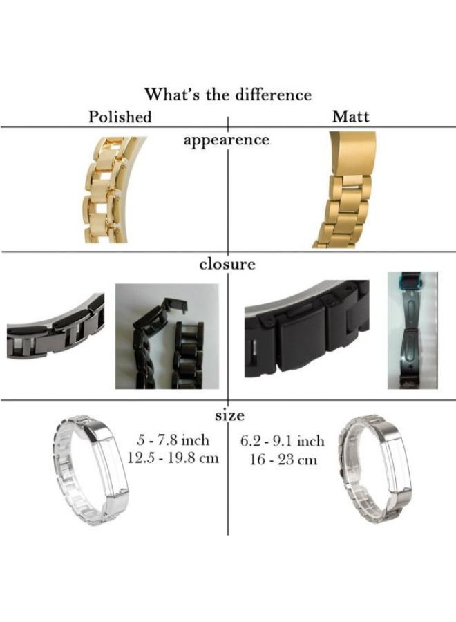 NIBEMINENT Stainless Steel Replacement Strap Band For Fitbit Alta And HR Silver - Image 5