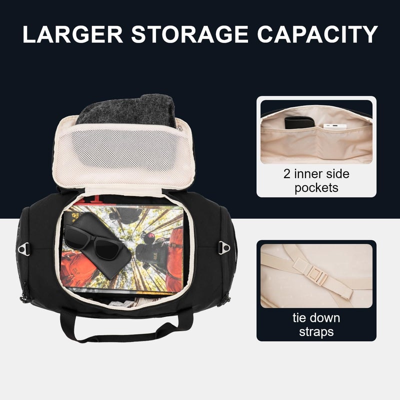 LEVEL8 Travel Duffle Bag Carry on Airline Approved, Water Resistant Sport Duffle, Weekender Bag for Men and Women, Black, 30L - Image 5