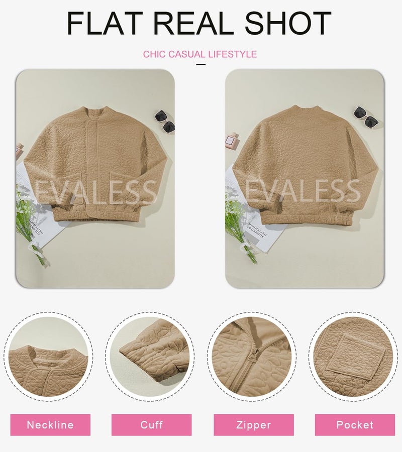 EVALESS أزياء EVALESS الربيعية للنساء ملابس العمل الكاجوال الجذابة مع طباعة زهور جاكيتات مبطنة بأكمام طويلة بلوزات فضفاضة معطف خريف ملابس عمل للنساء موضة 2025 جاكيتات بومبر بيج مقاس كبير جداً - Image 5