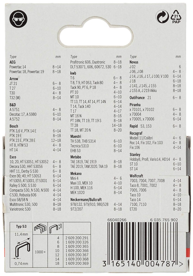 Bosch Professional Fine Wire Staples With Length 14mm, Pack Of 1000, Suitable For Ht 14 Tackers - Image 3