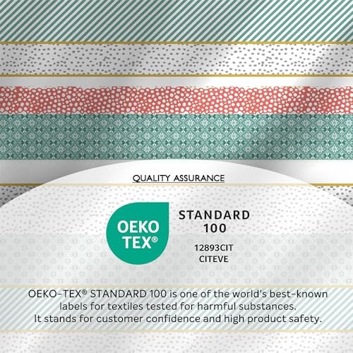 Layers Zen Cotton Blend Double Bedsheet Set (Oeko Tex Certified) | 1 Double Cotton Bedsheet & 2 Pillow Covers | Breathable & Anti-Wrinkle | 225 CVC | (Border Print, Green) - Image 5