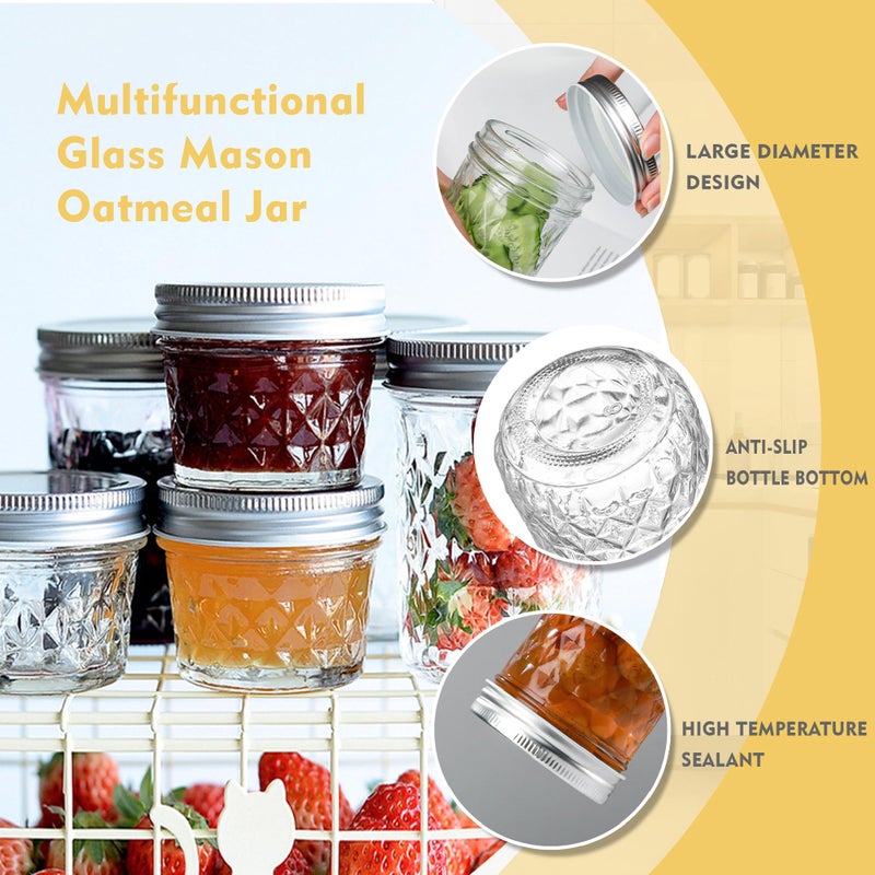 MOLADRI 4 oz/120 ml Clear Glass Storage Canister with Airtight Lid, Small Cute Decorative Mason Container Jar for Salad, Overnight Oats, Snacks, Yogurt, Cereal, Fruit, Spice, Sugar, Coffee -4 Pack - Image 2