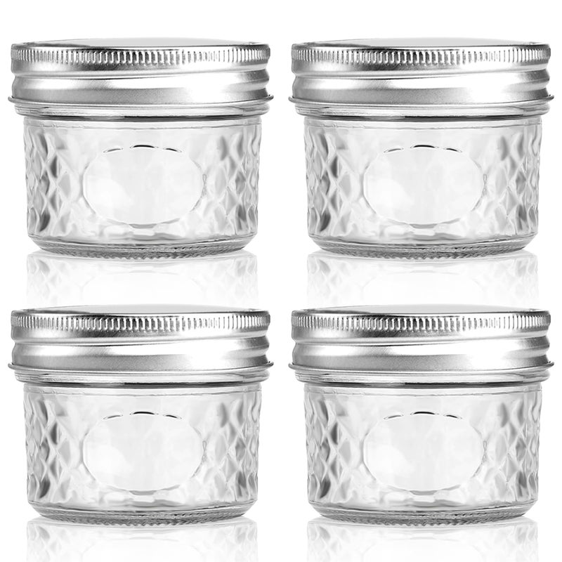 MOLADRI 4 oz/120 ml Clear Glass Storage Canister with Airtight Lid, Small Cute Decorative Mason Container Jar for Salad, Overnight Oats, Snacks, Yogurt, Cereal, Fruit, Spice, Sugar, Coffee -4 Pack - Image 1
