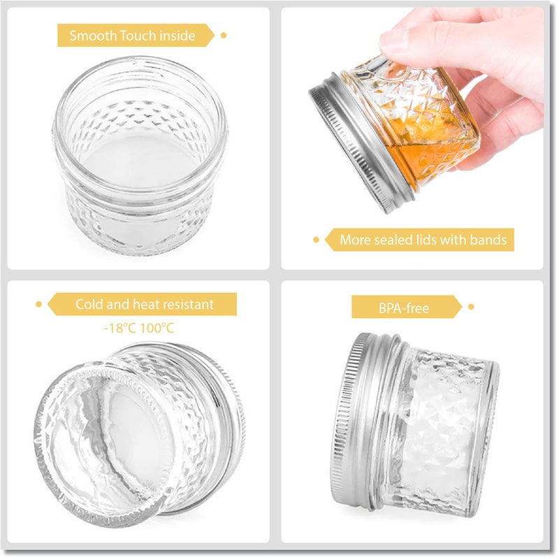 MOLADRI 4 oz/120 ml Clear Glass Storage Canister with Airtight Lid, Small Cute Decorative Mason Container Jar for Salad, Overnight Oats, Snacks, Yogurt, Cereal, Fruit, Spice, Sugar, Coffee -4 Pack - Image 4