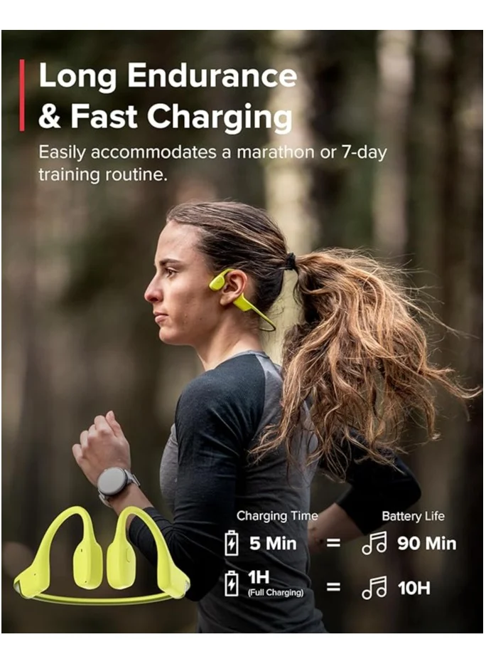 Suunto SONIC Open Ear Wireless Headphones | LightWeight & Enchanced Bass, Up to 10Hrs battery, IP55 Sweat & Water Resistant, Easy & Comfortable Wear,  Made for Outdoor Adventures, Sports Wear - Lime