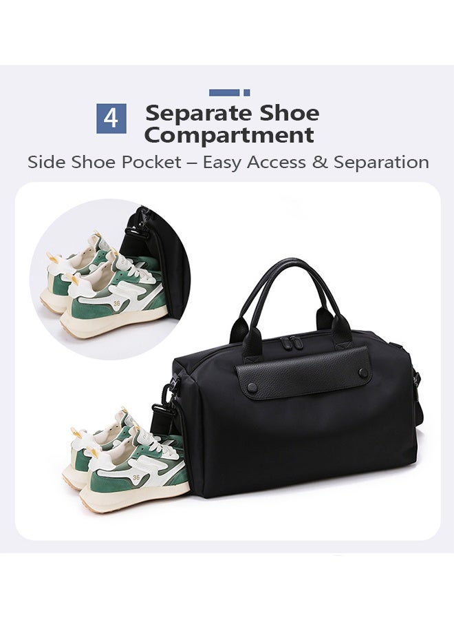 Warme Large Capacity Travel Duffle Bag Dry Wet Separation Gym Bag with Shoes Compartment Lightweight Beach Sports Bag for Men and Women Black - Image 3