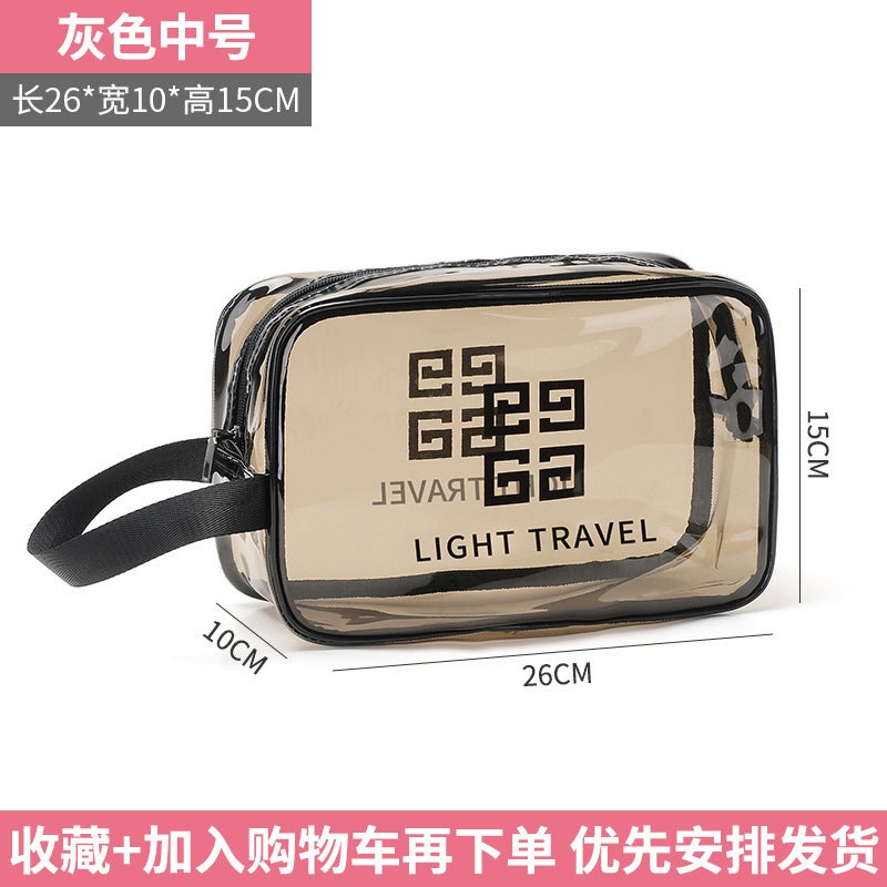 PVC Single-Layer Waterproof Cosmetic Bag, Large Capacity Transparent Travel Toiletry Storage Satchel