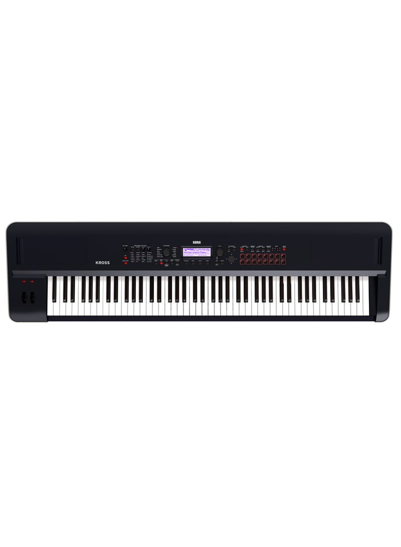 Korg KROSS2-88 Synthesizer Workstation | Kross 2 Series | EDS-i Engine | 88-Key Natural Weighted Hammer Action | 16-Pad Sampler | Battery Powered | Black - Image 1
