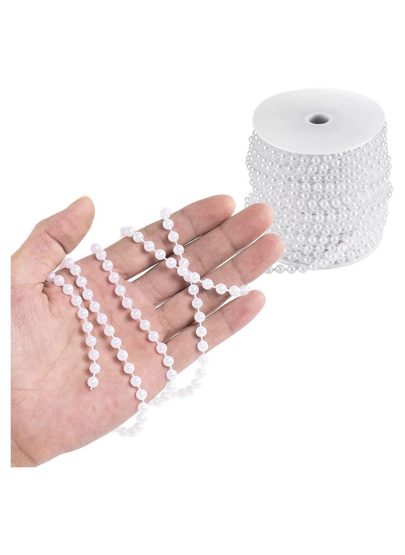 Generic - Craft String Pearls 6MM Pearl Bead, 10M White Faux Pearl Garland Spool Roll Strand Wedding Party Decoration - Image 1
