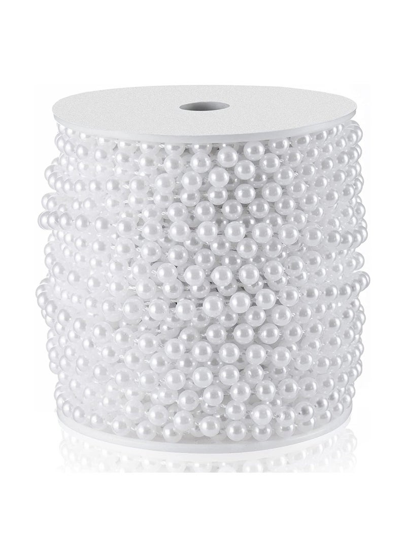 Generic - Craft String Pearls 6MM Pearl Bead, 10M White Faux Pearl Garland Spool Roll Strand Wedding Party Decoration - Image 1