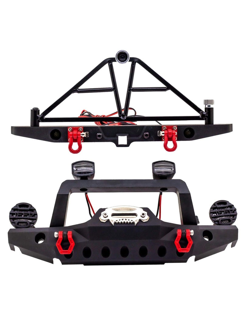 StepOK StepOK RC Crawler Car Front Rear Bumper Metal RC Car Bumper with LED Lights for SCX10 90046 for TRX4 Axial for SCX10 iii AX103007 110 RC Crawler Part Accessory 