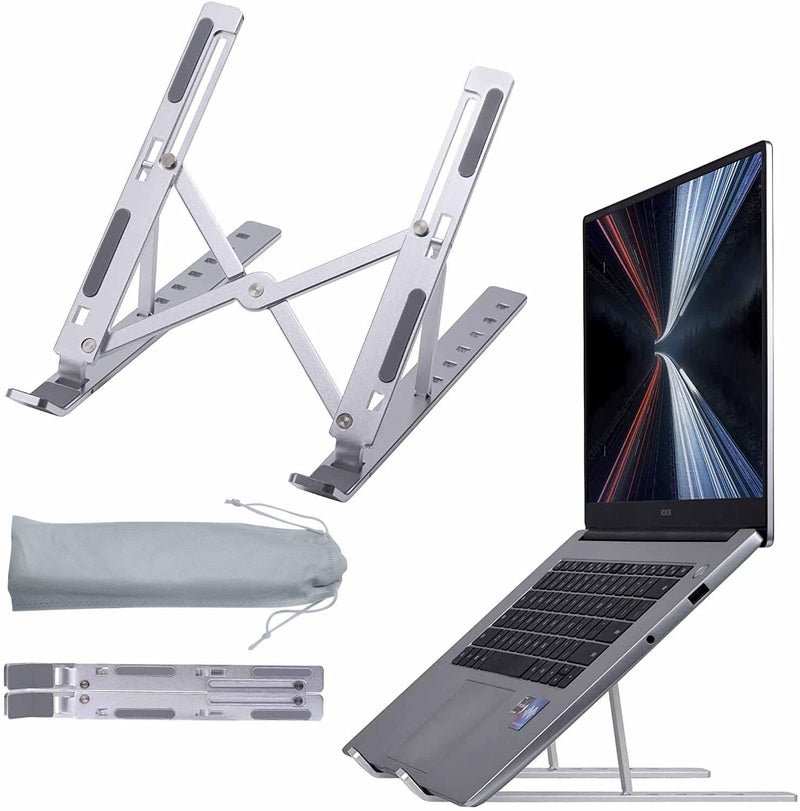 Like Star Like Star Metal Portable Foldable Aluminum Alloy Laptop Tablet Desk Holder Stand Adjustable Height Foldable Over Heating Protection for All Laptops Metal Body