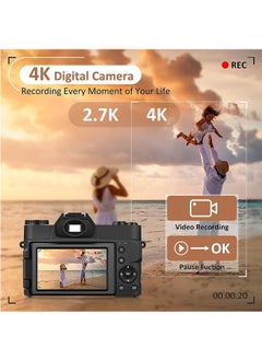 LENND Digital Cameras for Photography, 4K 56MP Vlogging Camera with WiFi,16X Digital Zoom Autofocus Students Compact Camera with 52mm Wide-Angle Lens & Macro Lens, 32G Micro Card and 2 Batteries  - Image 5