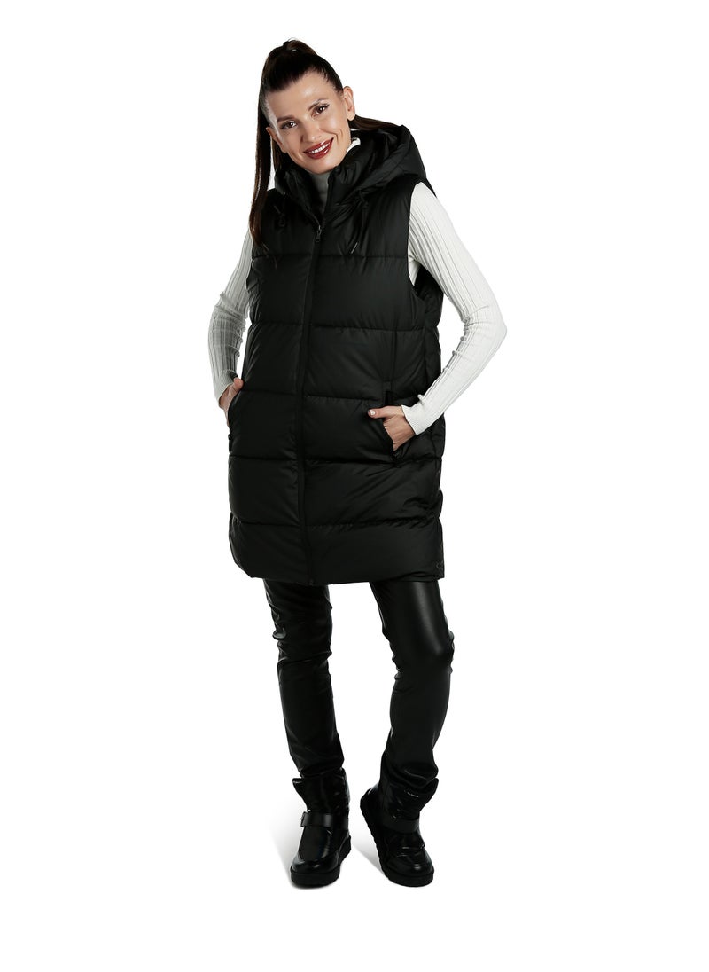 London Rag Hooded Sleeveless Vest Jumper in Black  - Image 1