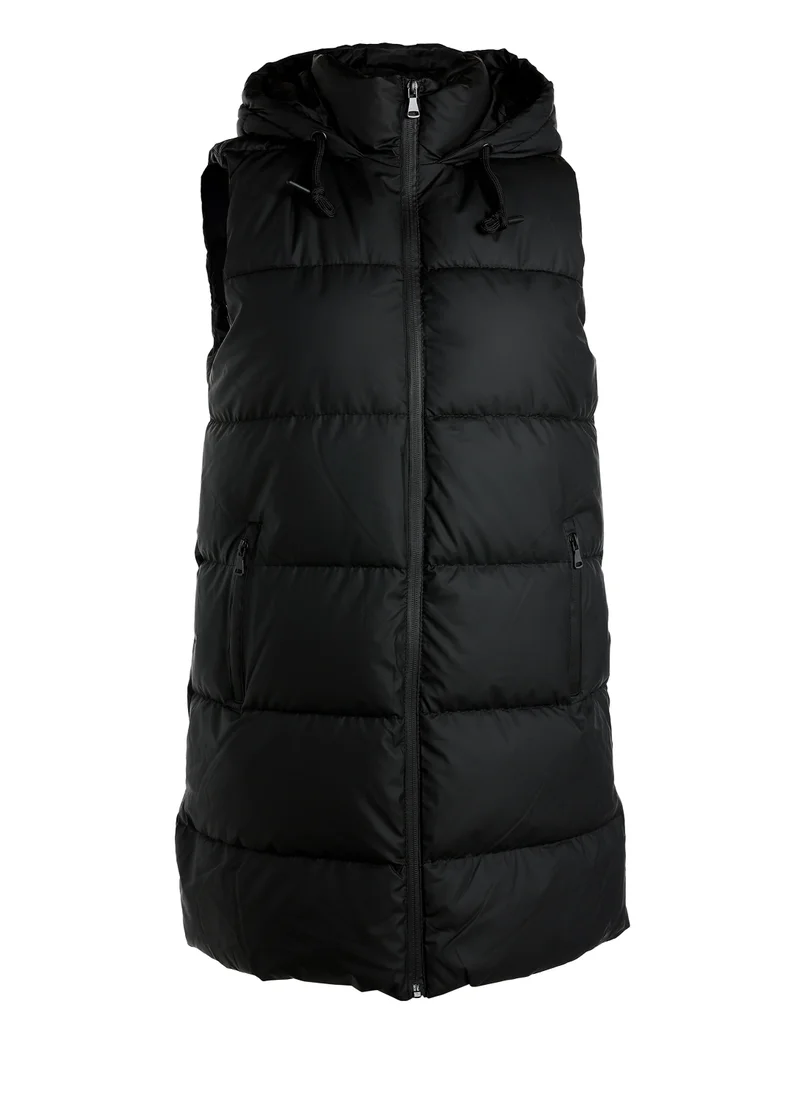 London Rag Hooded Sleeveless Vest Jumper in Black